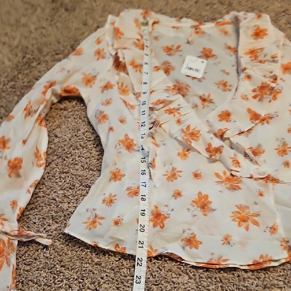 Free People Amanda Ruffle Wrap Top In Ivory Combo - Picture 11 of 14